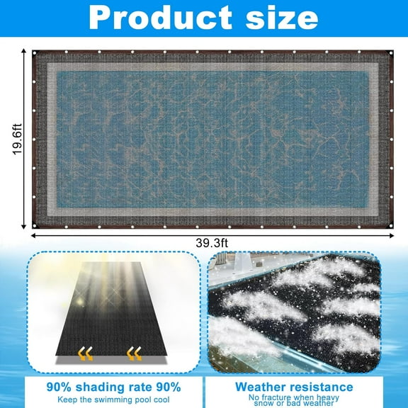 20 x 40FT Pool Leaf Net Cover - Fine Mesh Pool Screen for Inground and Above Ground Rectangular Pools, Sunshade