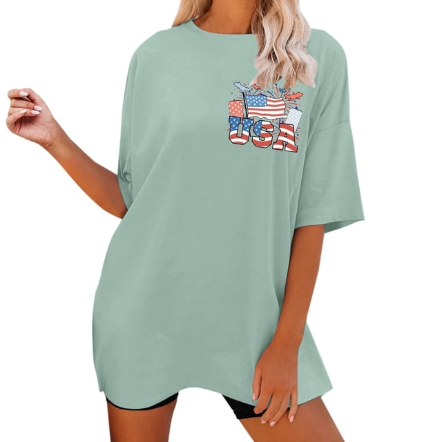 Lolmot Oversized T Shirts For Women Plus Size Slogan Graphic Drop Shoulder Short Sleeve Tops Summer Loose Pullover Tees