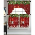 thumbnail image 3 of Red Gnomes Christmas Kitchen Curtains Swag Valance and Tier Curtains Set 24 Inch Length, Xmas Balls Snowflake Rod Pocket Drape Panels Pair Swag Curtains for Bathroom/Cafe/Window, 3 of 6
