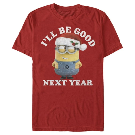 Men's Despicable Me Christmas Minions Be Good Next Year Graphic Tee Red Medium