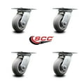 thumbnail image 2 of 5 Inch Heavy Duty Thermoplastic Rubber Caster Set with Roller Bearings Set of 4, 2 of 2