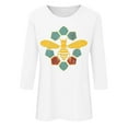 thumbnail image 5 of BLTIBY 2025 Bee Shirts for Women 3/4 Length Sleeve Tunic Tops Funny Cute Bee Graphic Tee Blouse Summer Casual Tshirt Ladies Gifts Pullover Tops White 8 3XL, 5 of 5