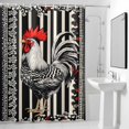thumbnail image 4 of Abstract Rooster Flowers Fabric Shower Curtain Farmhouse Black Stripes Washable Shower Curtains for Bathroom, Waterproof Bath Curtain with Hooks Home Decor 36x72in, 4 of 8