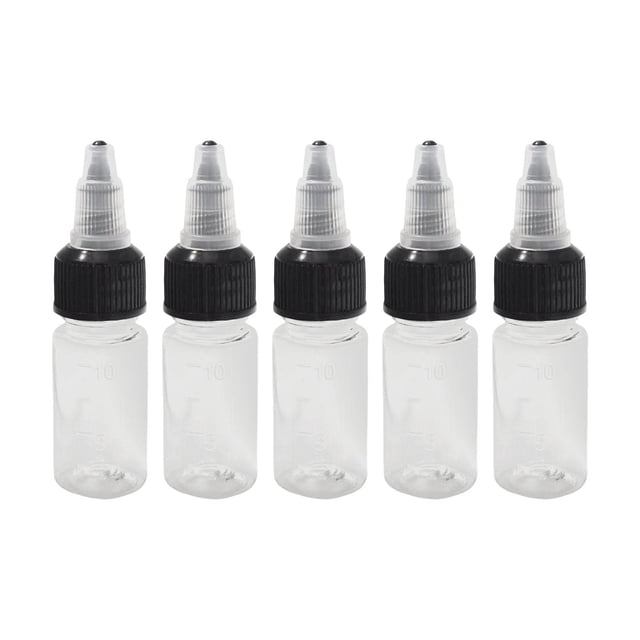 5 botellas dispensadoras de PET para pintar modelos con tapas giratorias, pintura con fugas. 10ml