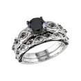 thumbnail image 4 of 1.39 Carat (Ctw) Black Diamond Engagement Ring and Wedding Band Set in 10K White Gold, 4 of 5