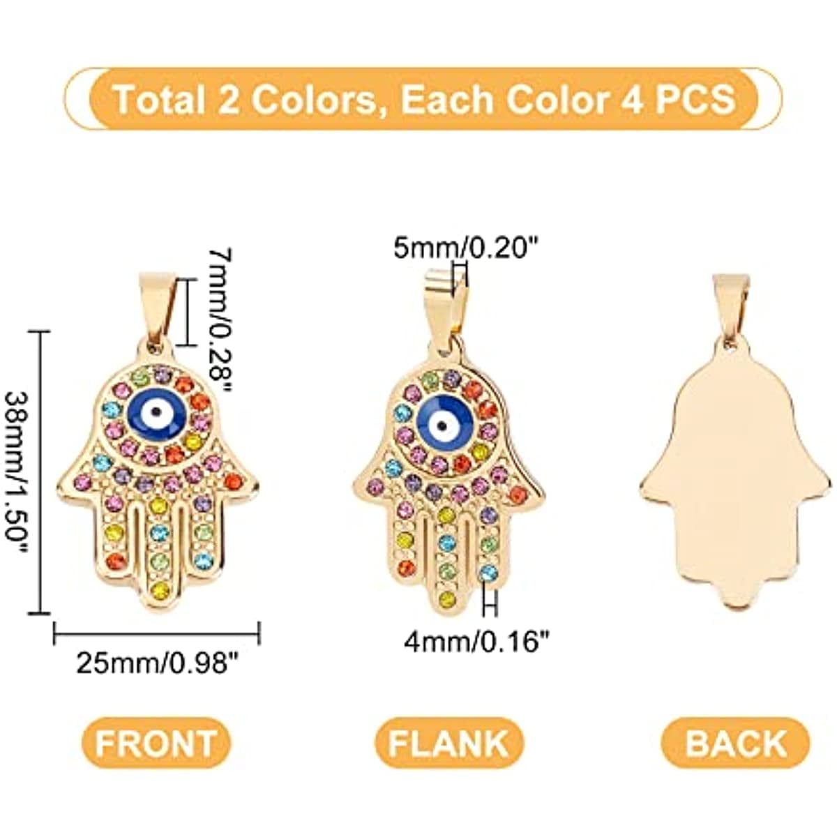 Wholesale DICOSMETIC 16Pcs 4 Styles Witch Magic Charms Lucky Eye Charm  Hamsa Hand Charm Evil Eye Charm Palm/Bottle/Rectangle Snake Charms  Stainless Steel Charm for DIY Jewelry Craft Making 