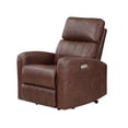 thumbnail image 4 of Eva 38 Inch Power Lift Recliner Chair- Brown Faux Leather- Solid Wood, 4 of 6