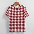 thumbnail image 7 of T Shirt For Men Houndstooth T-Shirt Couple Red And White Classic T-Shirts Summer Fashion Tee Shirt S, 7 of 7