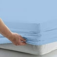 thumbnail image 2 of 100% Cotton Top Split Cal-King Fitted Sheet for Adjustable beds, 300 TC 22" Deep Pocket 1 PC Half Split Fitted Sheet Only, Split Down 34 inches from The Top-Light Blue Solid-Split Cal-King Size, 2 of 5
