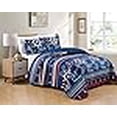 thumbnail image 3 of Kids Zone Home Linen Bedspread Set Navy Blue Red White Ships Rope Anchor Stripes New (King/Cal King), 3 of 4