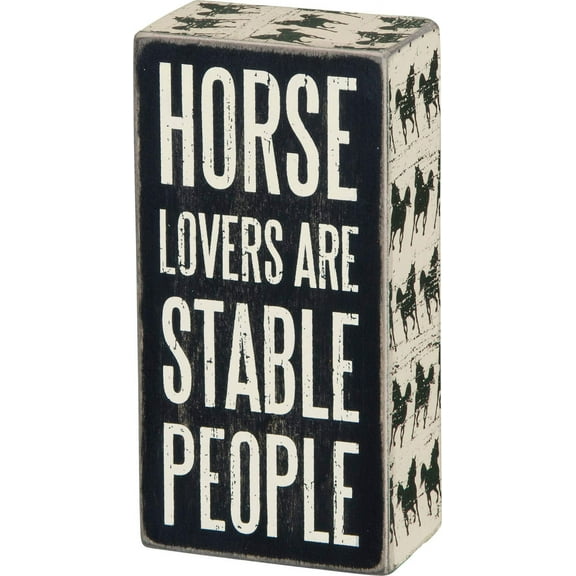 Primitives by Kathy Box Sign, 3 by 6-Inch, Horse Lovers