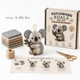 thumbnail image 3 of DIY Patchwork Elephant Set for Adults, Complete Craft Kit with Fabric Stuffing Tools and Guide, Adorable Sewing Project for Birthday Holiday Gift, 3 of 6