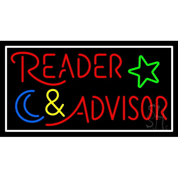 Red Reader Advisor With Border LED Neon Sign 13" Tall x 24" Wide - inches Black Square Cut Acrylic Backing, with Dimmer - Bright and Premium built indoor LED Neon Sign for Storefront.