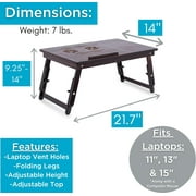 Multi-tasking Laptop Bed Tray with Adjustable Legs - Walnut