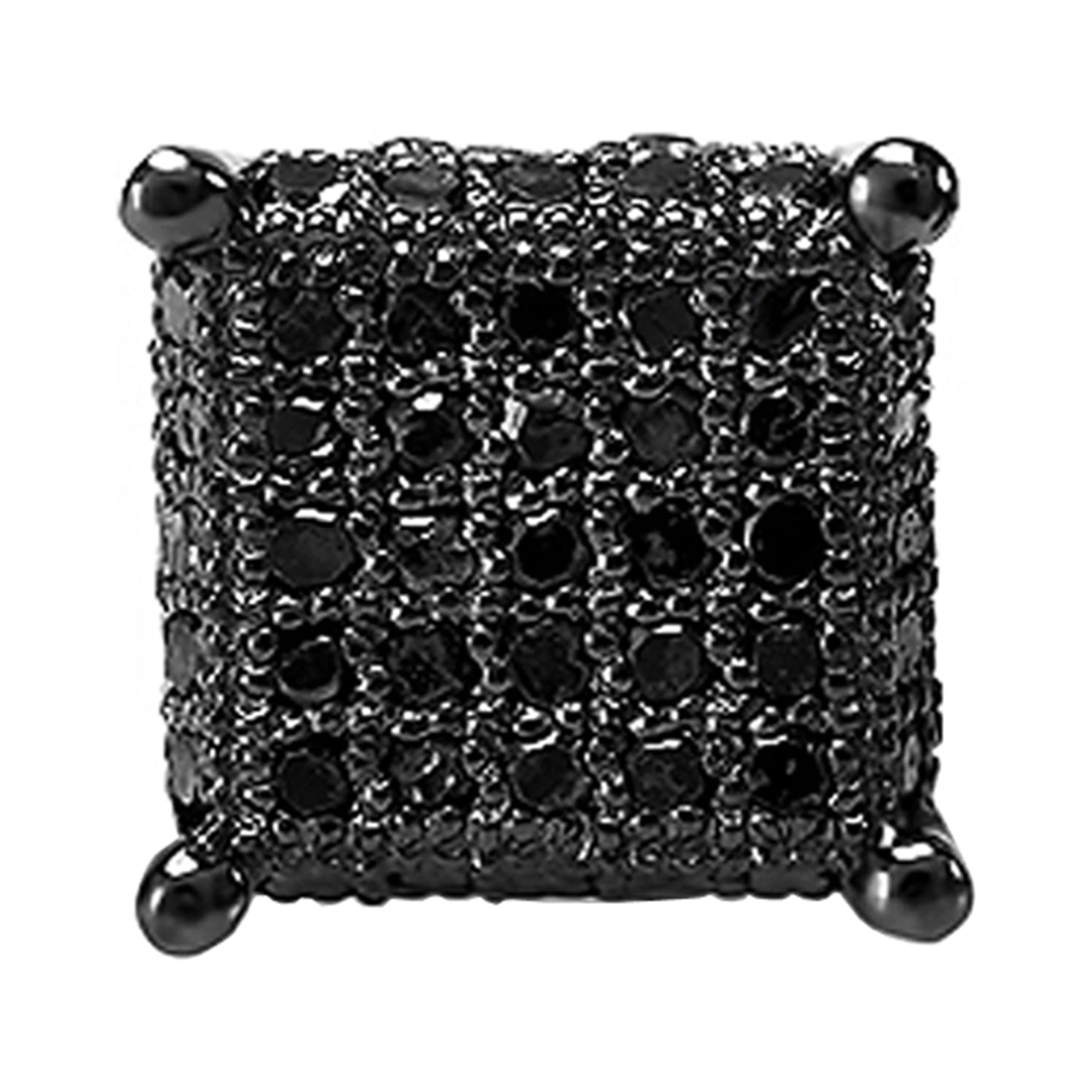 Dazzlingrock Collection Round Black Diamond Men Stud Earring 1Pc Only, Black Plated Sterling Silver