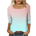 thumbnail image 4 of aidice Plus Size Tops for Women Casual Comfy Square Neck Shirts 3/4 Sleeve Gradient Color Tee Shirts, 4 of 7