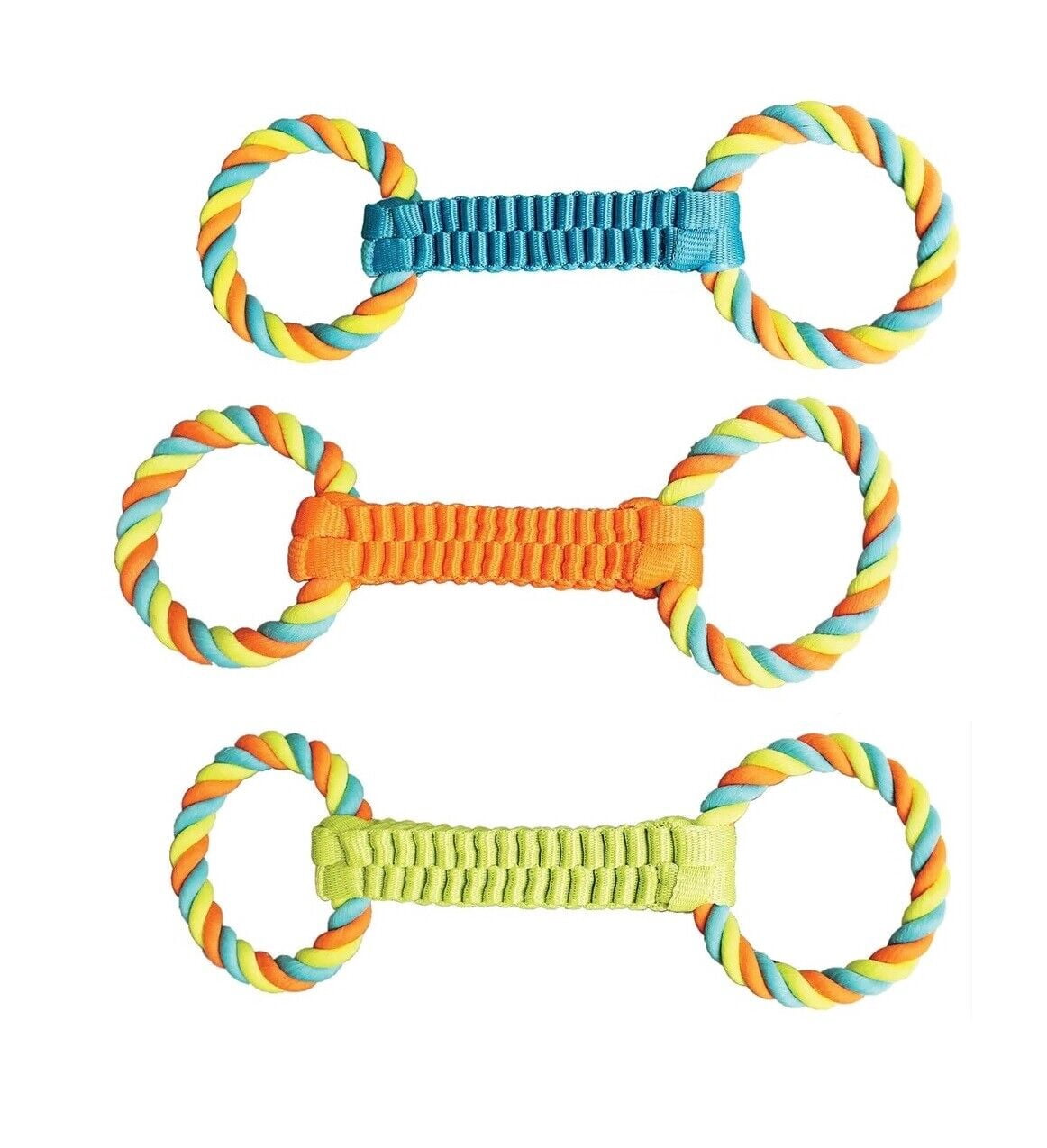 16 Inch Double Loop Rope Handle Ballistic Weave Dog Interactive Tug Toy Figure 8 (Orange)