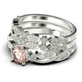 thumbnail image 4 of Dazzling 2.25 Carat Round Cut Morganite And Diamond Moissanite Classic Inspired Engagement Ring, Unique Twist Band Wedding Ring in 925 Sterling Silver With 18k White Gold Plating, Two Matching Band, 4 of 4
