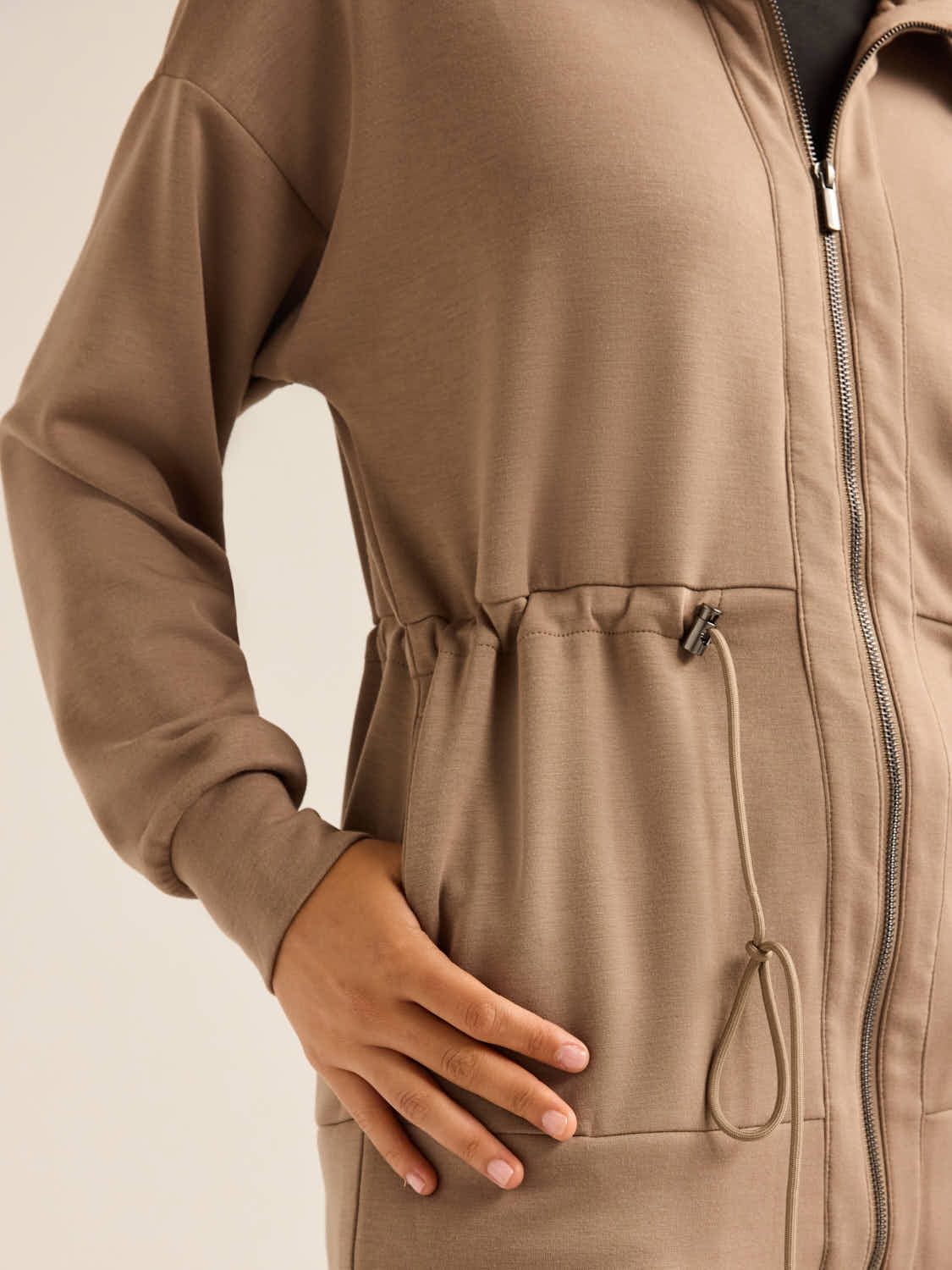Scoop Women’s and Women's Plus Ultimate Scubaknit Longline Drawstring Zip Jacket, Sizes XS-4X