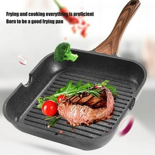 S·KITCHN Grill Pan with Folding Handle, Nonstick Grill Pan for Stove Tops,  Induction Compatible KBBQ Grill Pan with Pour Spouts, Indoor Square BBQ