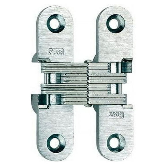 SOSS 20826D 5/8" x 2-3/4" Medium Duty Invisible Hinge for 1" Doors Satin Chrome Finish