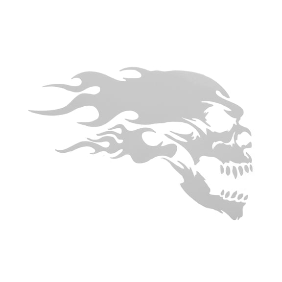Unique Bargains Reflective Bumper Decal Reflective Silvery White Square Skull Flame Pattern Reflective Car Sticker Personalized Decoration Vehicle Body or Door