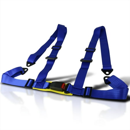 Spec-D Tuning 1 Piece Black 4 Point Racing Style Seat Belt Safety Harness 4Pt
