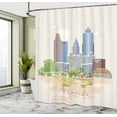 thumbnail image 5 of Ambesonne Georgia Shower Curtain, Graphics of City Silhouette, 69"Wx84"L, Ivory Multicolor, 5 of 5