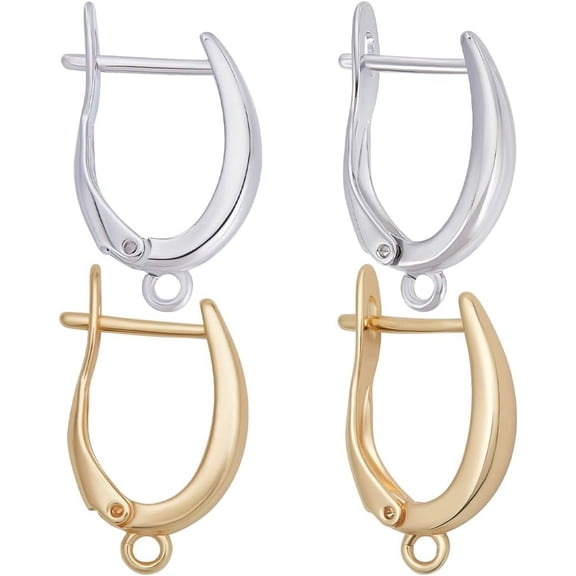 12Pcs Gold Silver Leverback Earring Hooks with Loop 18K Gold &Platinum Plated Huggie Hoop Earwires Findings for