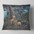 thumbnail image 2 of Designart Deer in Forest - Landscape Painting Throw Pillow - 18x18, 2 of 5