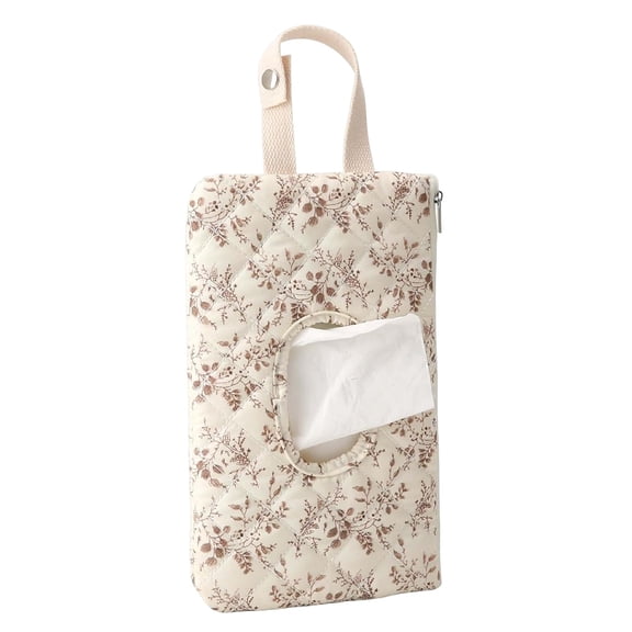 Baby Wipe Holder Diaper Caddy Pouch - Floral Quilted Diaper Wipe Pouch, Portable Travel Organizer for Daily Essentials & Home Storage B
