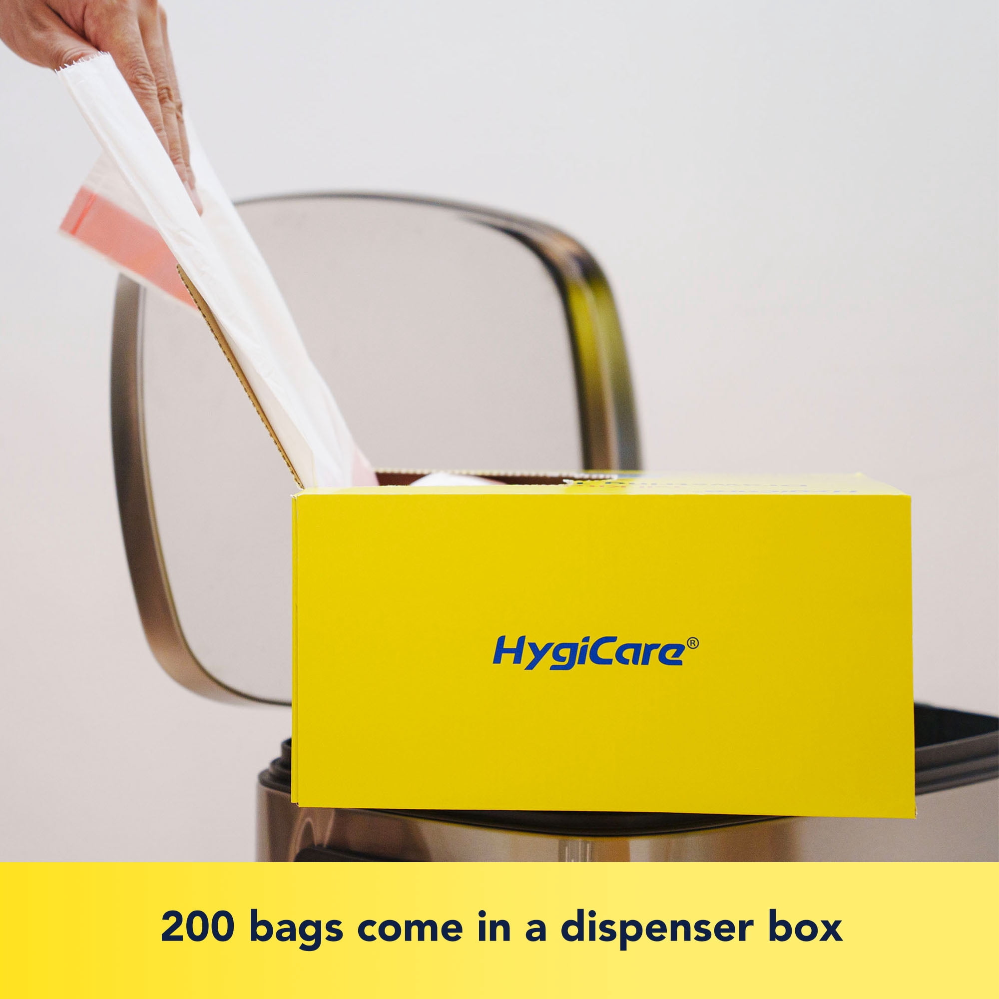 HygiCare 13 Gallon Tall Kitchen Drawstring Trash Bags, 200 Count, Lemon Scent, Super Strong, Leakproof