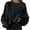 Black, variant on Frostluinai Women Cropped Sweatshirt Long Sleeve Pullover Crew Neck Fleece Crop Tops Solid Color Loose Fit Sweat Shirts Drop Shoulder Sweaters