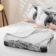 thumbnail image 4 of Homewish Highland Cow Quilt King for Girls, Pink Floral Gray Marble King Coverlet Set, 3pcs, 1 Comforter and 2 Pillowcases, 4 of 7