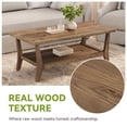 thumbnail image 2 of Finmind Solid Wood Coffee Table with Open Storage Shelf, 47-inch Farmhouse Rectangle Center Table for Living Room, Office, Rustic Brown, 2 of 8