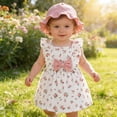 thumbnail image 2 of xfsWaSs Baby Girl clothes Summer Floral Dress Bowknot Sleeveless Ruffle Sundress With Hat Cute Infant Dresses Toddler Beach Outfit 12-18 Months, 2 of 7
