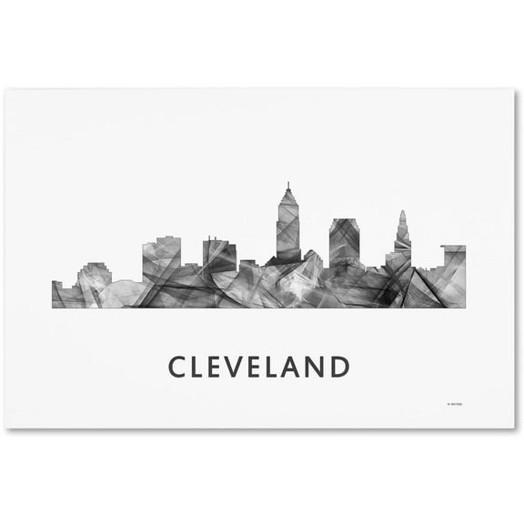 Trademark Fine Art 'Cleveland Ohio Skyline WB-BW' Canvas Art by Marlene Watson