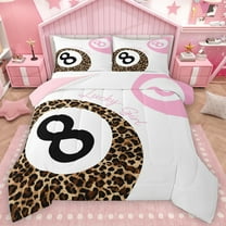 Homewish Billiard Sport Bedding Comforter Set,Teens Ball Game Twin Comforter Sets,Pink White Brown Bedding Set For Boys Girls,Breathable Home Decor Reversible,2 Pieces
