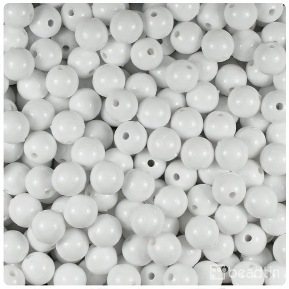BeadTin White Opaque 8mm Round Craft Beads (300pcs)