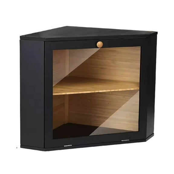CHIKANSTORE 2 Tier Corner Bread Box,Black Bread Box Modern Corner, Storage Container and Holder for Kitchen Countertop for Homemade Bread Airtight Loaf, Vintage Storage for Homemade Bread(1PC)
