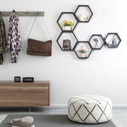 Oumilen Black Hexagon Floating Shelves, Set of 6