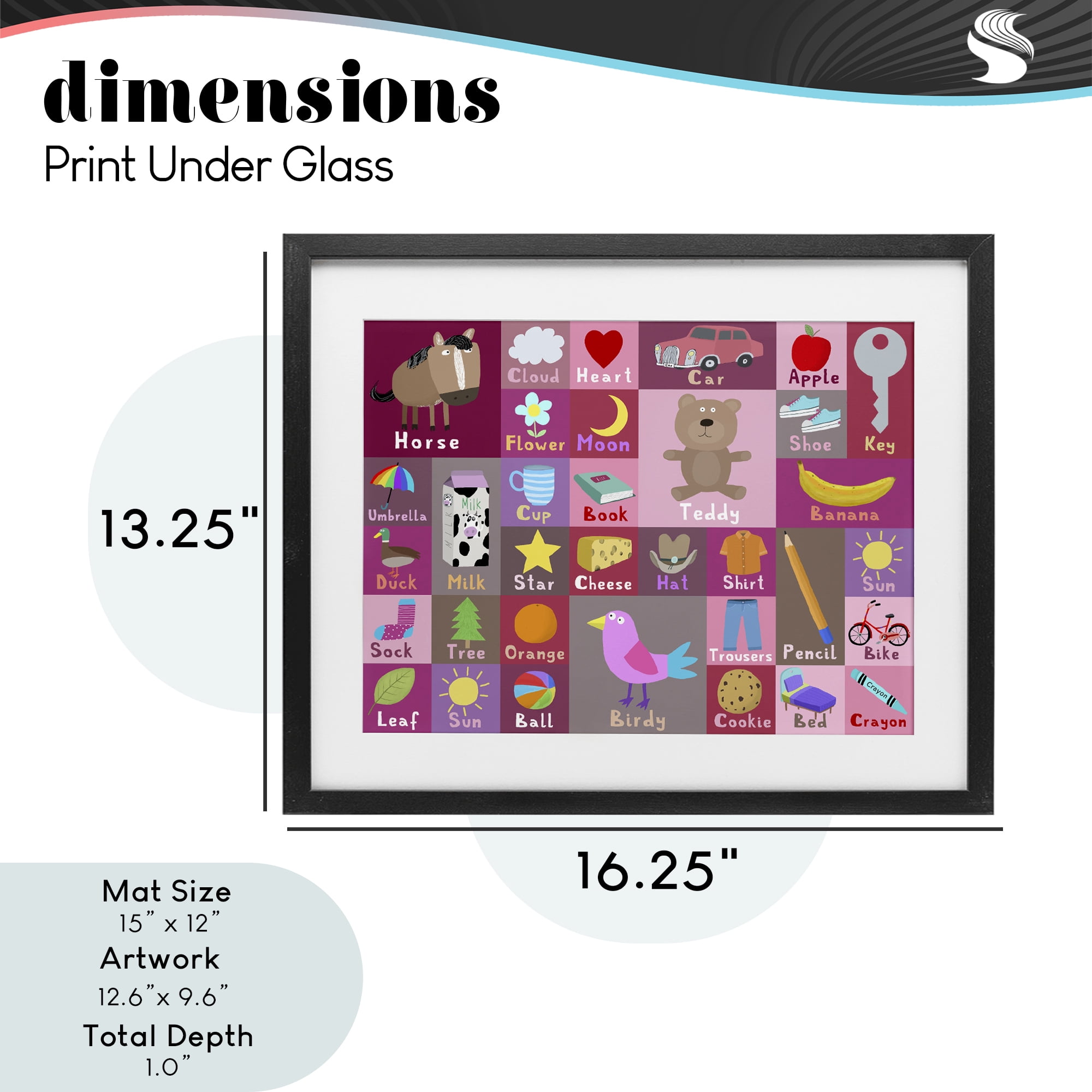 Stupell Industries Pink First Words Black Framed Print Under Glass, design by Carla Daly