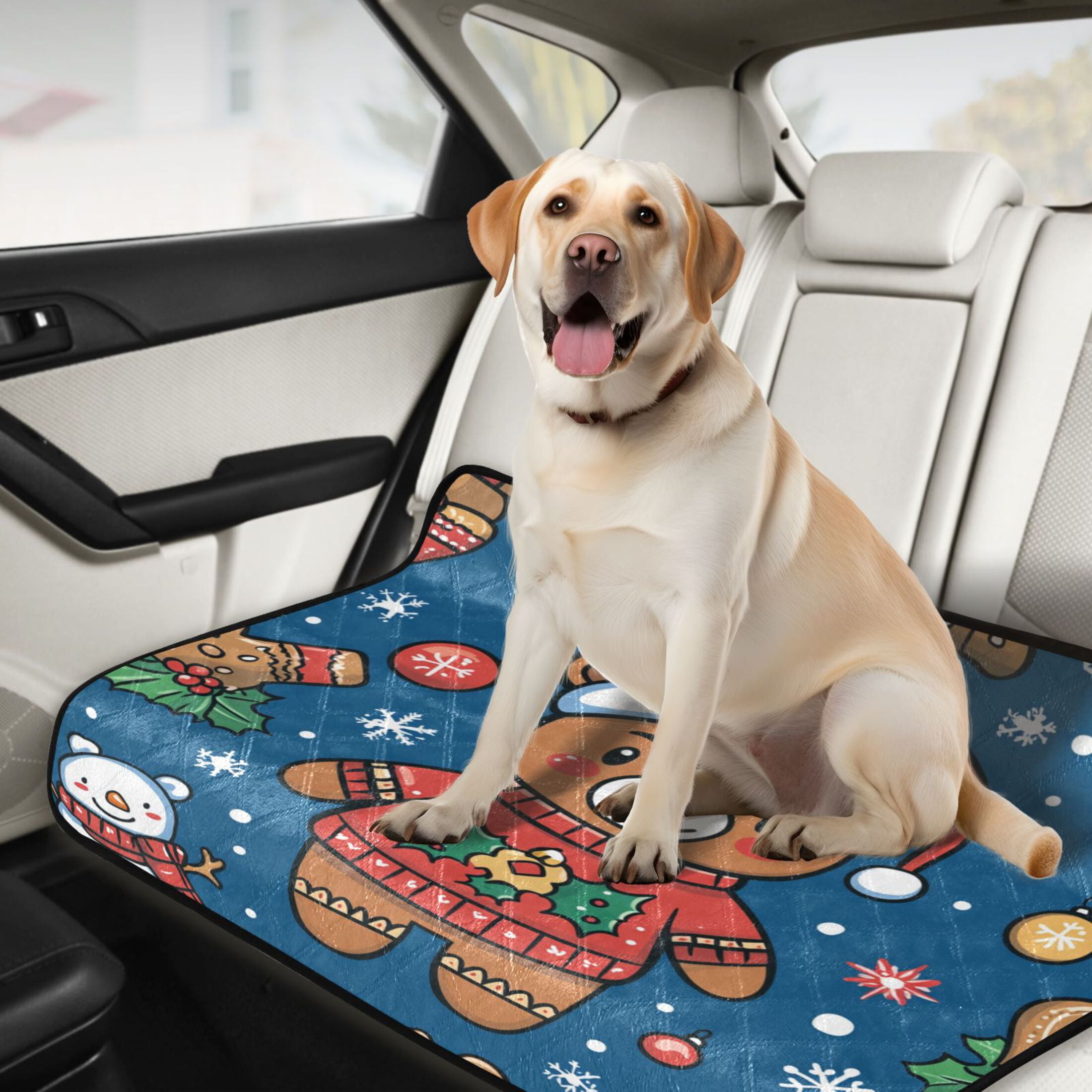Qxltty Seamless Pattern Of A Christmas Bear and Decorations Cat litter Pads Pet Set of 3 Diaper Mats Center Anti-leakage Layer Absorbent Soft and Comfortable