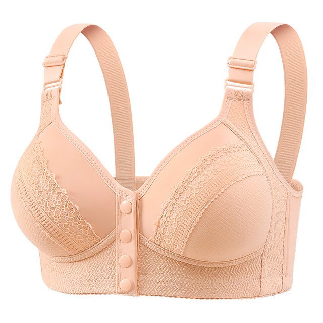 Gathering Front Buckle Back Comfortable Breathable Lace Large Breasts Show Small Non Non Ring Bra