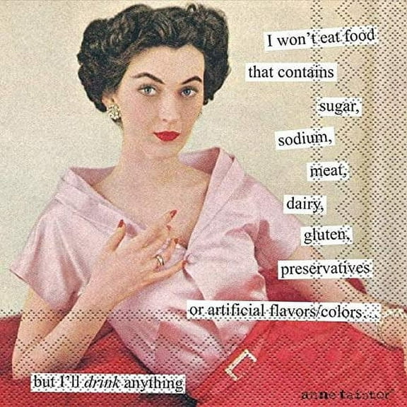 Boston International Anne Taintor Cocktail Paper Napkins 5 x 5-" I Won't Eat