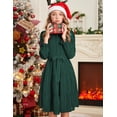 thumbnail image 4 of Arshiner Girls Fall Long Sleeve A-Line Dress Elegant Formal Occasion Tiered Swing Dress with Belt, 4 of 6