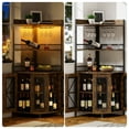 thumbnail image 5 of ChaoLink Industrial Corner Bar Cabinet, 64.2" Tall Wine Cabinet with Power Outlet, LED Lights & Glass Holder, 5-Tier Storage, 5 of 6