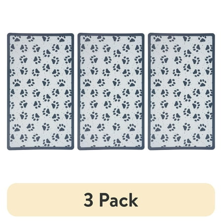 (3 pack) Vibrant Life Paw Print Vinyl Dog Food Placemat