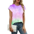 thumbnail image 5 of Annhoo Womens Tops Casual Short Sleeve Multicolor Tunic Blouse Striped Crew Neck Summer Dressy Clothes Basic T-Shirts, 5 of 8