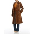 thumbnail image 3 of Womens Brown Double Breasted Tan Suede Trench Coat - Ladies Belted Slim Fit Leather Coat SouthBeachLeather 3X-Large, 3 of 5